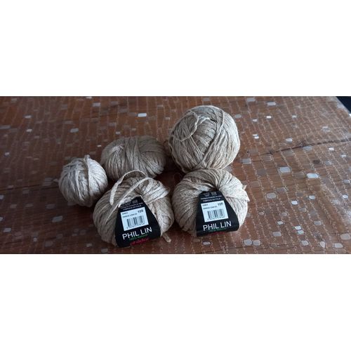Lot De Pelotes En Lin Couleur Sable De Chez Phildar