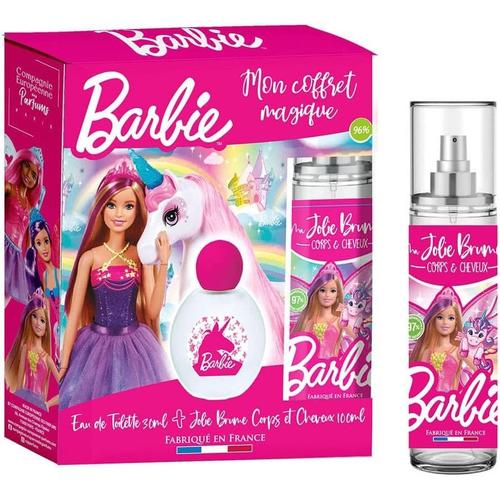 Barbie Coffret-Parfum Eau De Toilette Enfant Fille 30ml + Brume Parfumée Corps Et Cheveux 100ml Senteur Florale-Fruitée Fabriqué En France 