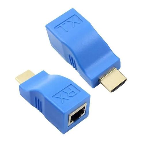 Adaptateur D\extension HDMI 2 Pièces jusqu\à 30 M sur Câble RJ45 Cat5-e Cat6 Bleu fenteer