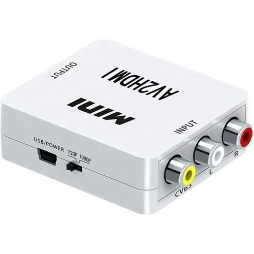 ADAPTATEUR AUDIO - VIDEO Adaptateur RCA vers HDMI Adaptateur vidéo Mini AV vers HDMI compatible 1080P - blanc