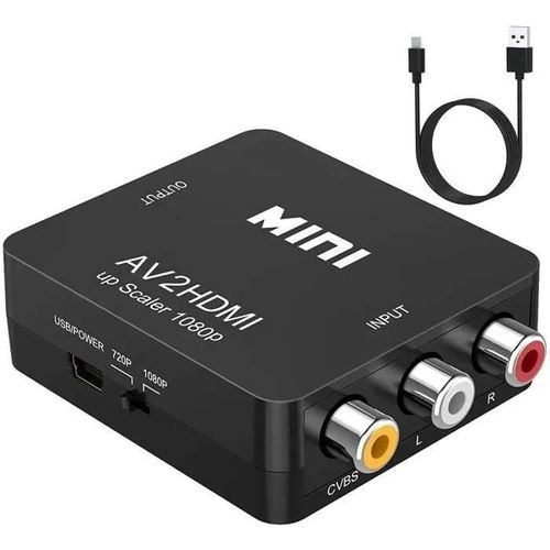 Adaptateur RCA vers HDMI,Convertisseur AV vers HDMI,3RCA AV vers HDMI Convertisseurs pour Xbox PS4 PS3 PS2 TV STB VHS Caméra DVD