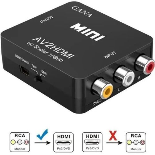 AS06672-Adaptateur RCA vers HDMI, Adaptateur vidéo Mini AV vers HDMI compatible 1080P