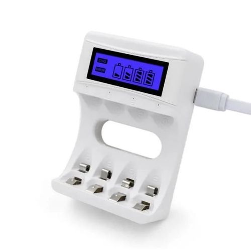 C704A4 Chargeur de Piles à 4 emplacements pour Piles AA AAA Chargeur USB