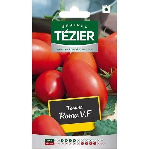 Sachet Graines - Tezier - Tomate Roma V.F - Sachet Légume Petit Modèle - (Mois De Semis De 2 À 5)