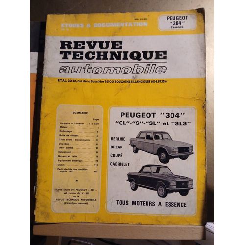 Rta Revue Technique Automobile Peugeot 304 Gl S Sl Sls Tous Mot Essence  Cip3651