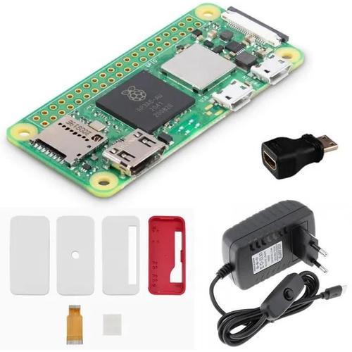 Kit de démarrage Raspberry Pi Zero 2 W bloc d\alimentation 5,1 V 2,5 A boîtier avec 3 caches adaptateur micro HDMI Zero 2