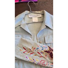 Veste Christian Dior, Papillon Et Strass, Bleu Clair
