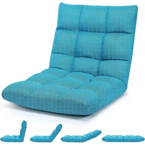 Costway Chaise De Sol Pliable - Dossier Inclinable Sur 14 Positions, Coussin De Sol Pour Lecture, Yoga, Méditation