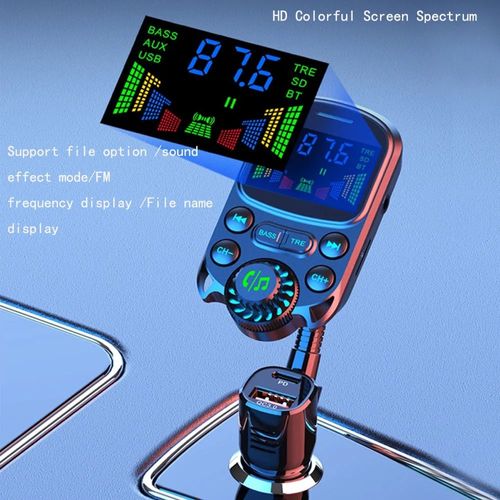 Récepteur Bluetooth 5.0 Pour Voiture,Lecteur De Musique Mp3,Allume-Cigare Laguna,Transmetteur Fm,Chargeur Usb,Affichage Led,Carte Tf