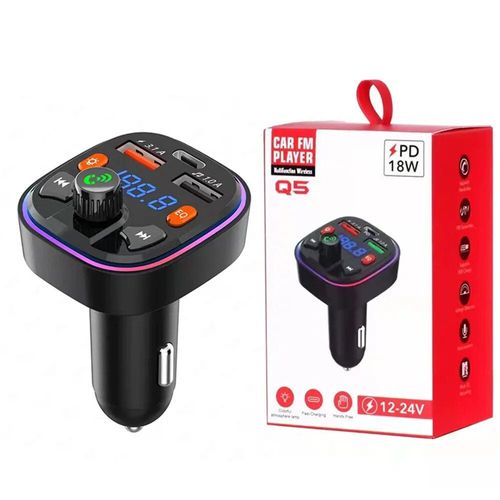 Chargeur De Voiture Bluetooth 5.0,Transmetteur Fm Pd 18w,Type-C,Usb 3.L'autorisation,Lumière Ambiante Colorée,Allume-Cigare Laguna,Lecteur De Musique Mp3 - Type Q5 #B