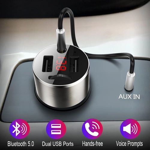 Transmetteur Récepteur Audio Sans Fil Bluetooth 5.0,Modulateur Fm,Deux Ports Usb,Chargeur De Voiture,Lecteur Mp3,Kit Mains Libres