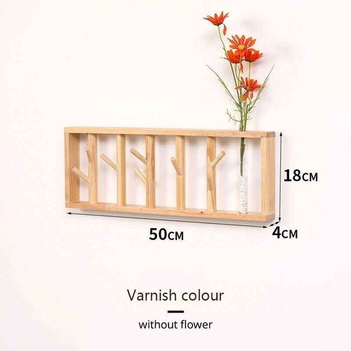 Manteau En Bois Massif Nordique Rétro T1 Avec Vase À Fleurs,Chapeau,Vêtements,Étagères Murales Pour Salon,Couloir,Meubles De Couloir - Type Style 2-B50x18