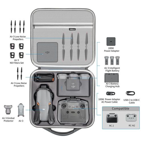 Sac À Bandoulière En Cuir Pu Pour Importateur Dji Air 3,Sac À Main À Bandoulière Portable,Étui De Transport Étanche,Boîte Rigide,Accessoire De Rangement - Type Style 2-Generique