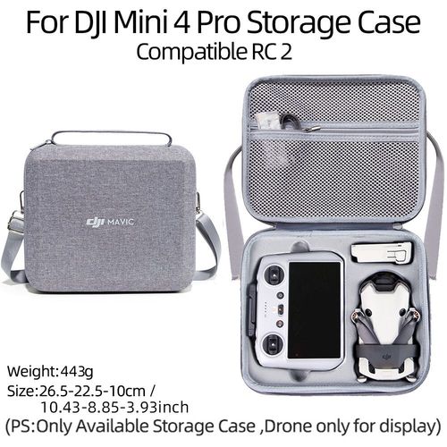 Étui De Transport Pour Importateur Dji Mini 4 Pro,Boîte De Rangement Intégrée,Sac En Tissu Gris,Accessoire - Type Rc2-Generique