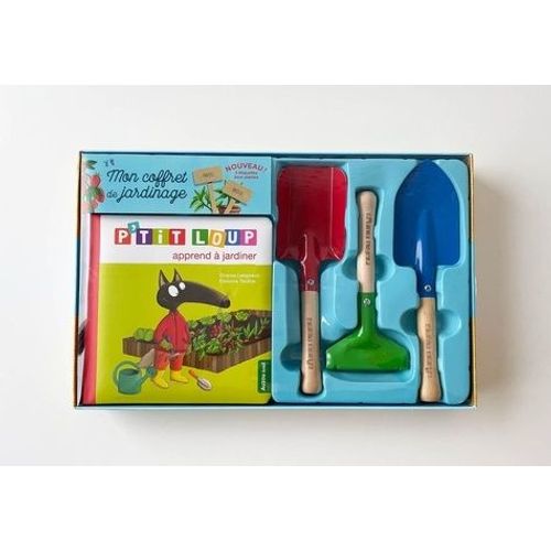 Mon Coffret De Jardinage P'tit Loup - Le Livre P'tit Loup Apprend À Jardiner Avec 1 Pelle, 1 Râteau, 1 Bêche Et 2 Étiquettes En Bois