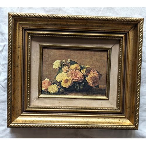 Tableau vintage Peinture Roses sur Toile