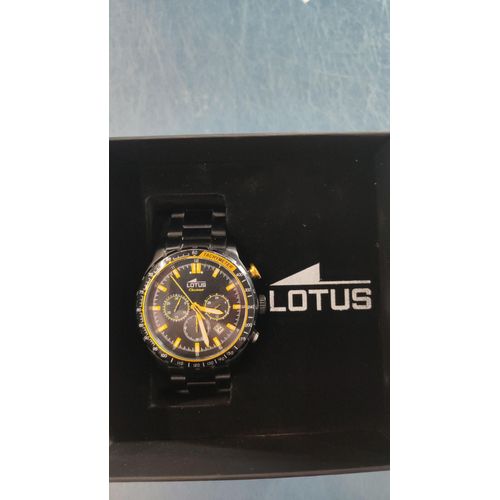 Montre Lotus Homme Chrono Acier Cuir Noir Et Jaune 18588/A