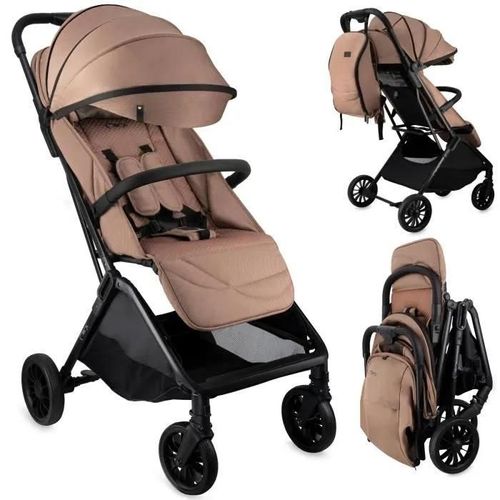 Momi Andrea Poussette Auto-Pliant 0-22 Kg - Légère 7,3kg - Kit D'accessoires ¿ Sac À Dos - Barre De Sécurité Rotative ¿ Marron