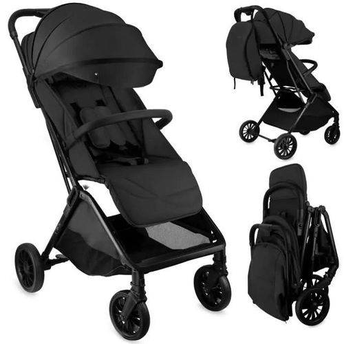 Momi Andrea Poussette Auto-Pliant 0-22 Kg - Légère 7,3kg - Kit D'accessoires ¿ Sac À Dos - Barre De Sécurité Rotative ¿ Noir