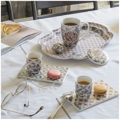 Coffret 2 tasses 2 plateaux Madame de Pompadour