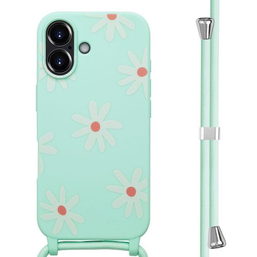 Imoshion Coque Design En Silicone Avec Cordon Iphone 16 Green Flower Distance