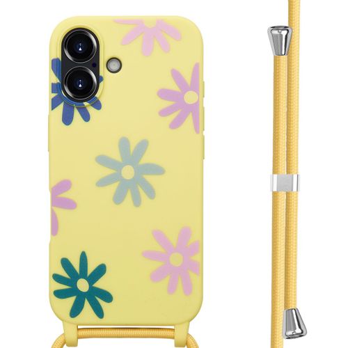 Imoshion Coque Design En Silicone Avec Cordon Iphone 16 Yellow Flower Distance