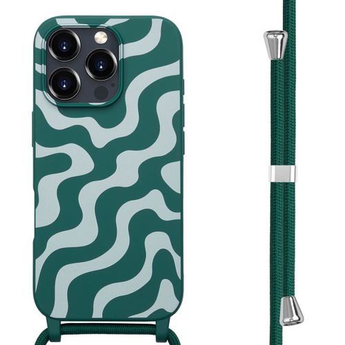 Imoshion Coque Design En Silicone Avec Cordon Iphone 16 Pro Max Petrol Green Groovy