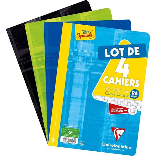 Clairefontaine Lot De 4 Cahiers Piqu¿S A4 96 Pages 90g S¿Y¿S