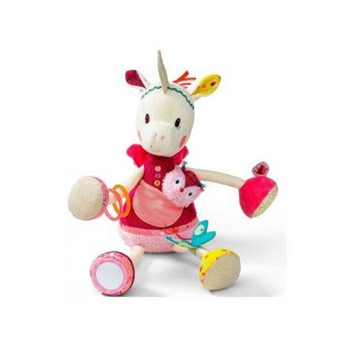 Peluche Caline Multi Activites Licorne 50 Cm Blanche, Rose - Textures Et Sons Multiples - Jouet Eveil Bebe Fille