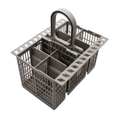 Organisation Panier à couverts Plastique Gris Détachable, Poignée Ronde Compatible Bauknecht, Compatible Indesit, Compatible Hotpoint Lave-vaisselle C00257140