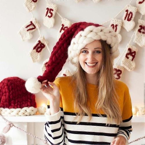 Noël Tricoté Bonnet De Père Noël Islandais Laine Bonnet Créatif Tricoté À La Main Bonnet De Père Noël