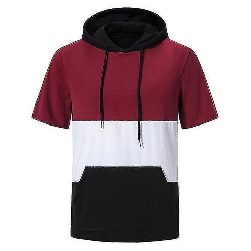 Hommes Manches Courtes Été Tops Casual Sport T Shirts Patchwork Blouse
