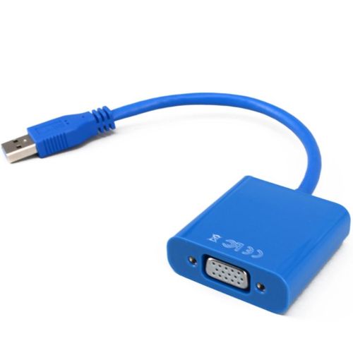 Adaptateur USB vers VGA,USB 2.0/3.0 vers VGA,carte vidéo externe,convertisseur multi-affichage pour ordinateur de bureau,ordinateur portable,PC,moniteur,budgétaire - Type blue
