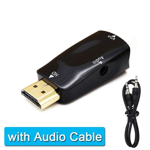 Convertisseur de câble HDMI mâle vers VGA No.ale,adaptateur jack audio 3.5mm HD 1080P pour PC,ordinateur portable,tablette - Type Black with Cable #B