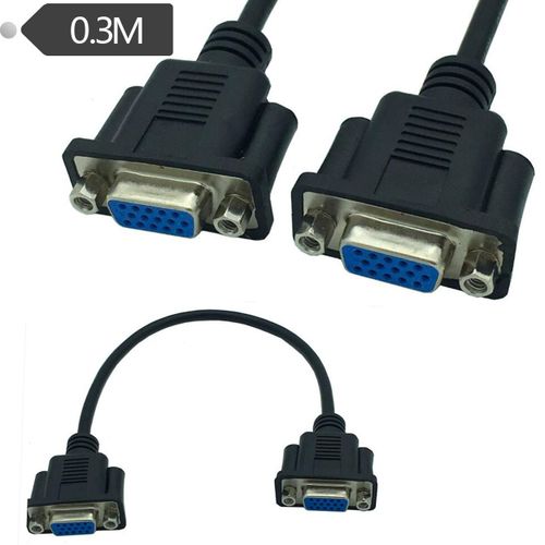 Câble VGA d-sub femelle vers femelle rvb pour moniteur,30cm,HD15Pin - Type 0.3m