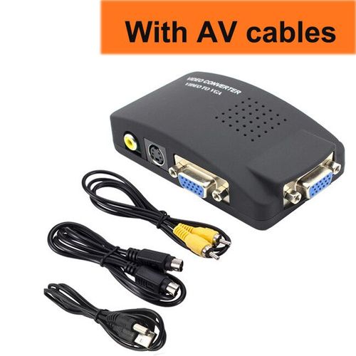 Convertisseur RCA AV vers VGA,convertisseur composite s-vidéo,boîtier abrasif vidéo RCA pour PC,moniteur HDTV avec alimentation USB - Type With AV cables