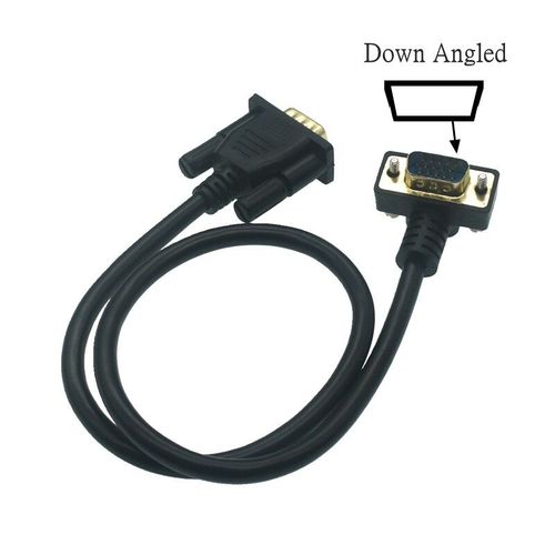 Câble adaptateur VGA pour moniteur d'ordinateur de projecteur,10M 5M 3M 0.5M 90 ° Angle haut et bas mâle à mâle,HDT - Type Down Angled-0.5m