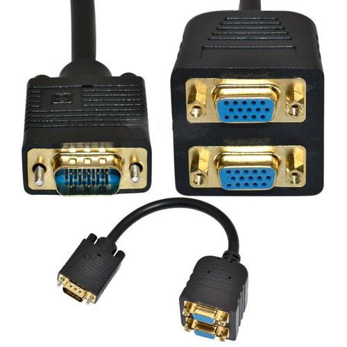 Câble de connexion VGA 1/2 mâle vers 2 600 double fiche plaquée or,répartiteur,25cm - Type 25CM