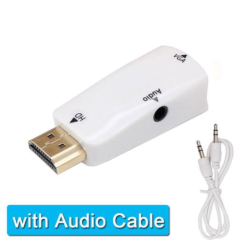 Convertisseur de câble HDMI mâle vers VGA No.ale,adaptateur jack audio 3.5mm HD 1080P pour PC,ordinateur portable,tablette - Type White with Cable #A