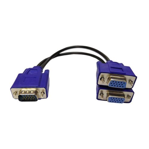 Câble adaptateur VGA 15 pour 15 broches mâle vers 2 600 blindé 3 + 6 tout cuivre,blanc,tête bleue,25cm - Type Black line blue head-0.25m