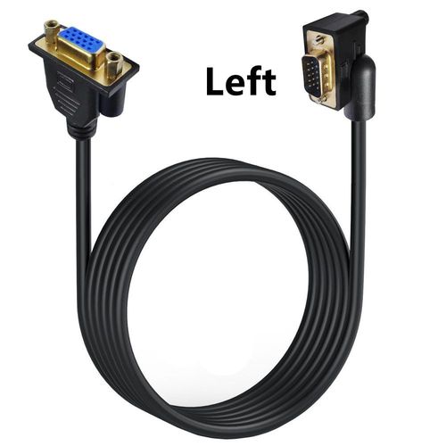 Câble VGA mâle vers femelle,1080P,Full HD vga 3 + 6,pour ordinateur,TV,moniteur,budgétaire,90 degrés,vers le haut et le bas,extension droite - Type VGA M-F Left-0.5m