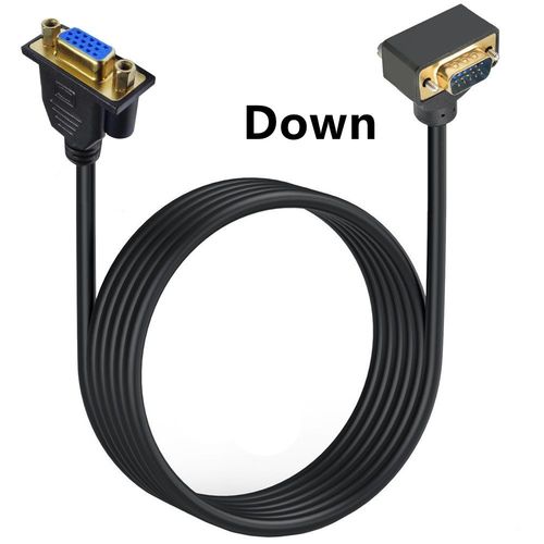 Câble VGA mâle vers femelle,1080P,Full HD vga 3 + 6,pour ordinateur,TV,moniteur,budgétaire,90 degrés,vers le haut et le bas,extension droite - Type VGA M-F Down-1,5m