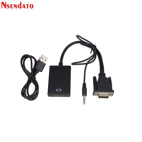 Câble adaptateur VGA mâle vers HD femelle avec sortie Audio,adaptateur VGA HD 1080P pour PC portable,moniteur HDTV projecteur - Type With USB Cable-< =0.5m