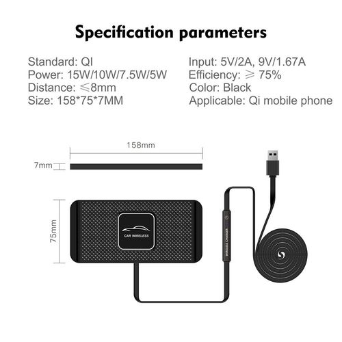 Chargeur De Voiture Sans Fil En Silicone Pour Iphone,Support De Charge Rapide Sans Fil,Berceau Antidérapant,Modification De Voiture,15w,S6,14,13,X - Type Usb