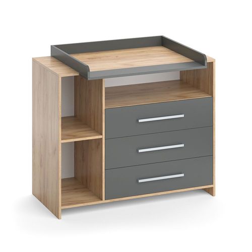 Commode À Langer 113x100cm, Chêne De Force Doré