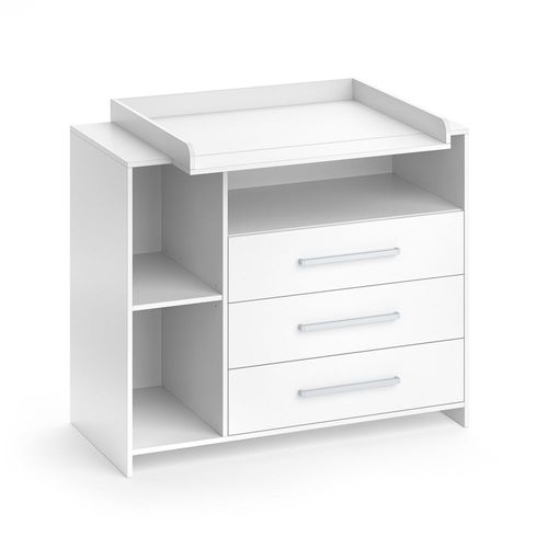 Commode À Langer Avec 3 Grands Tiroirs, Blanc 113 X 100cm