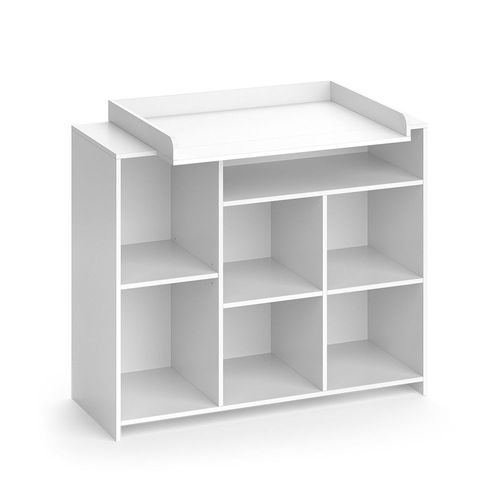 Commode À Langer 113x100cm Avec Étagères Ouvertes, Blanc