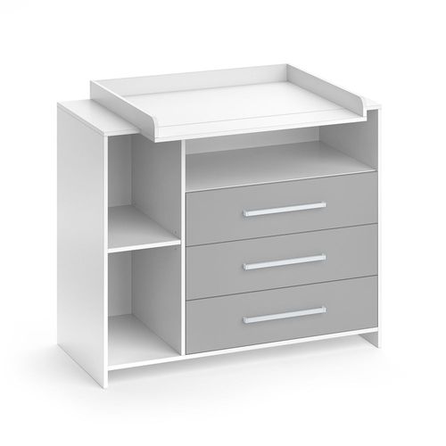 Commode À Langer 113x100cm, Blanc/Gris