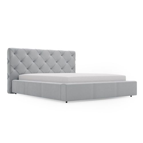 Lit Rembourré Avec Rangement Velours Gris Clair 120x200
