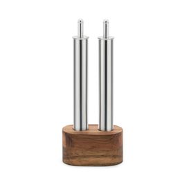 Set 2 Pièces Huile Et Vinaigre Inox Avec Socle En Bois